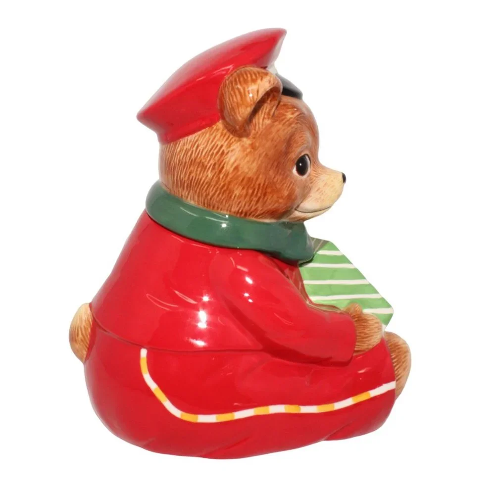 Harry & David 2010 Le Cubby Delivery Mailman Christmas Bear Cookie Jar Container - Picture 3 of 14